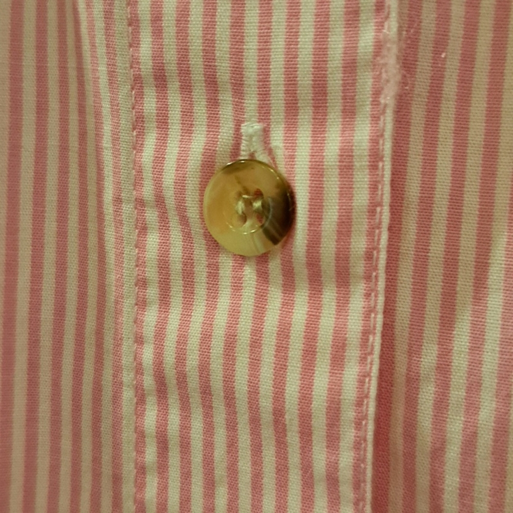 Basic Editions Floral Embroidered Button Down Shirt Pink Striped size M - Picture 16 of 16